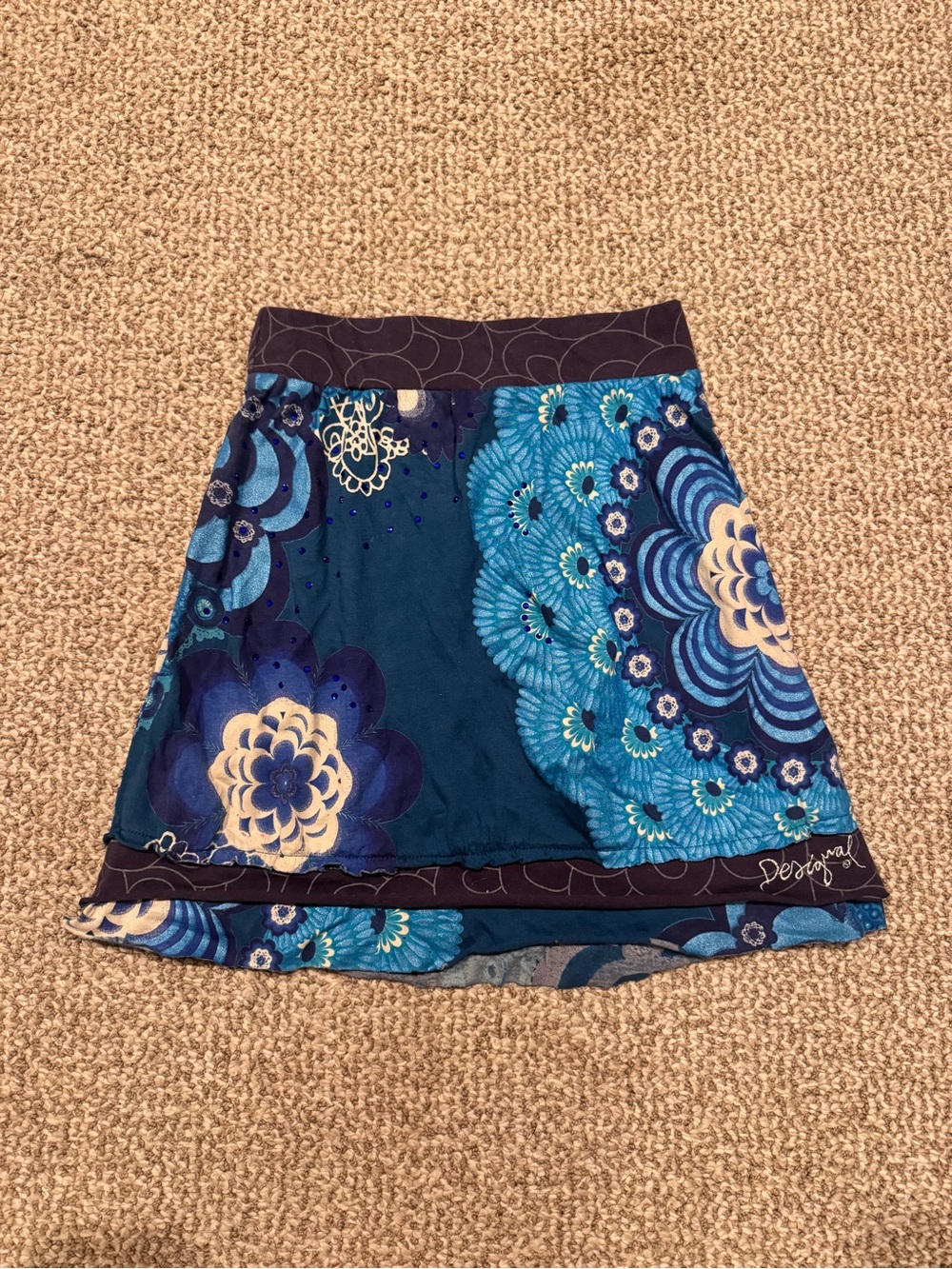 Vintage Desigual- Blue Floral Midi Skirt